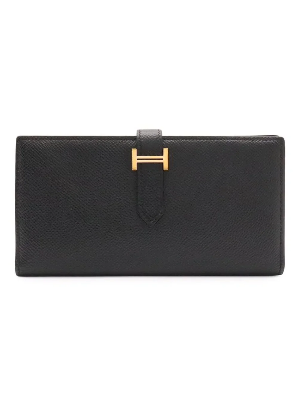 Hermes Bearn Soufflet Wallet Bifold Veau Epsom Black Gold